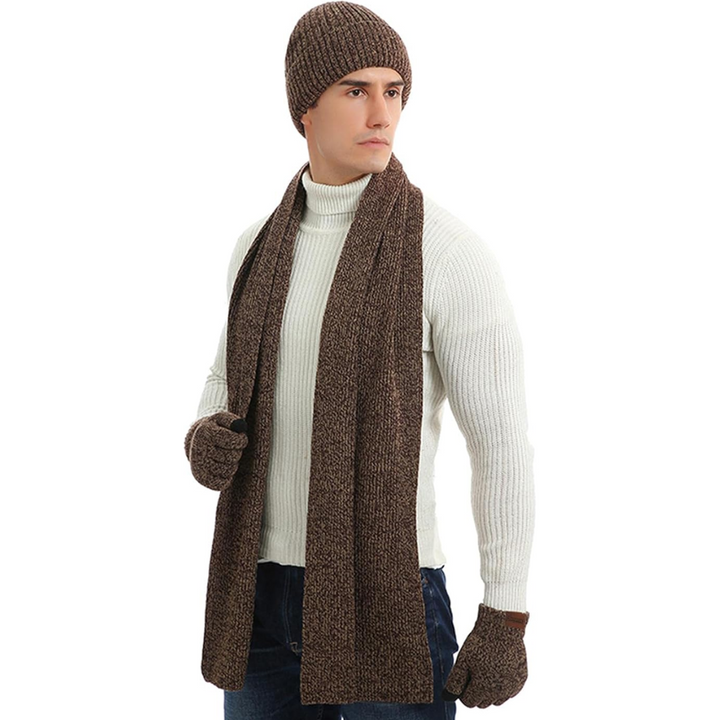 Men's Winter Beanie & Gloves Set - Victor-Khaki-The Livary
