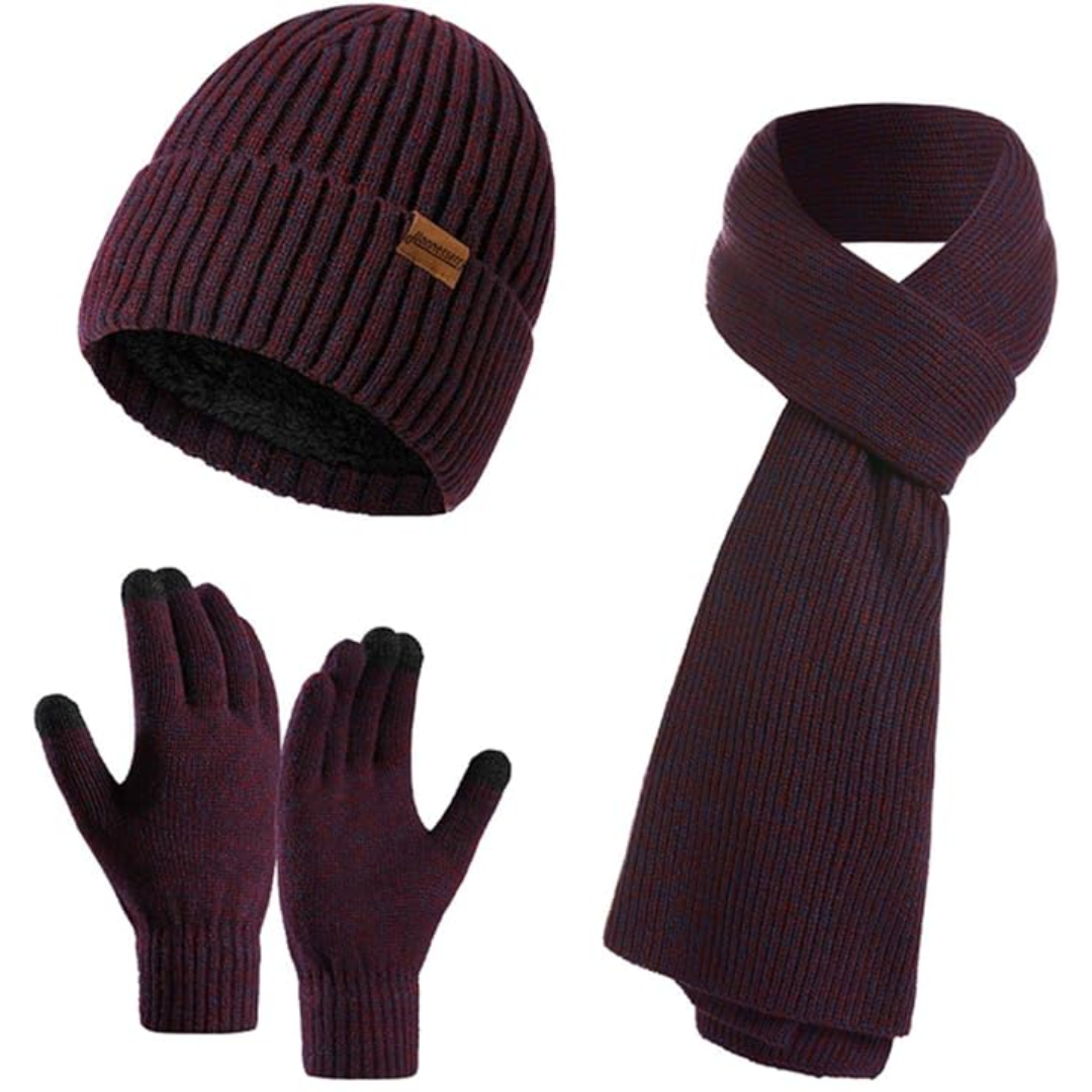 Men's Winter Beanie & Gloves Set - Victor-Dark blue-The Livary
