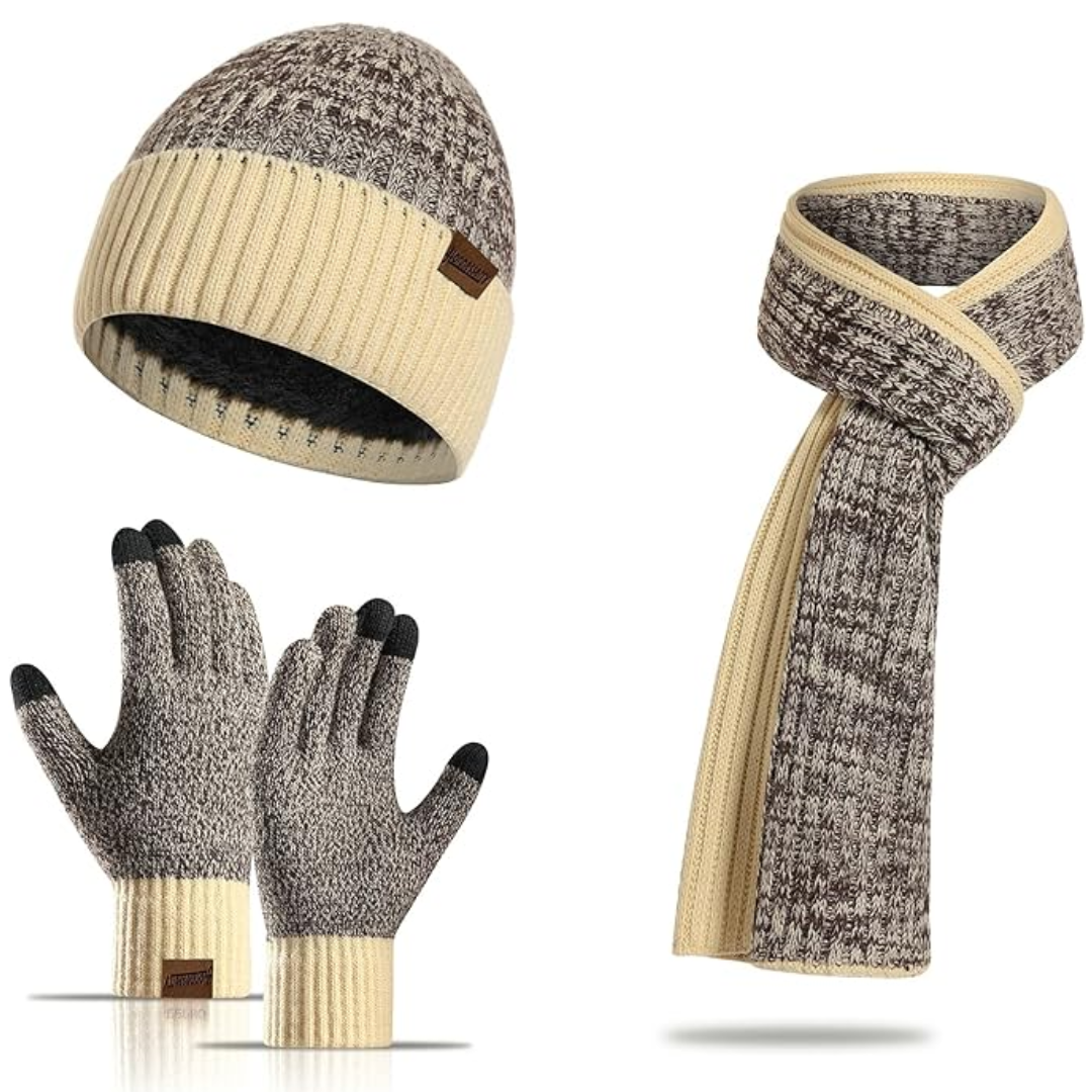 Men's Winter Beanie & Gloves Set - Victor-Dark blue-The Livary