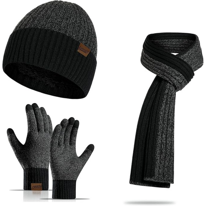 Men's Winter Beanie & Gloves Set - Victor-Dark blue-The Livary