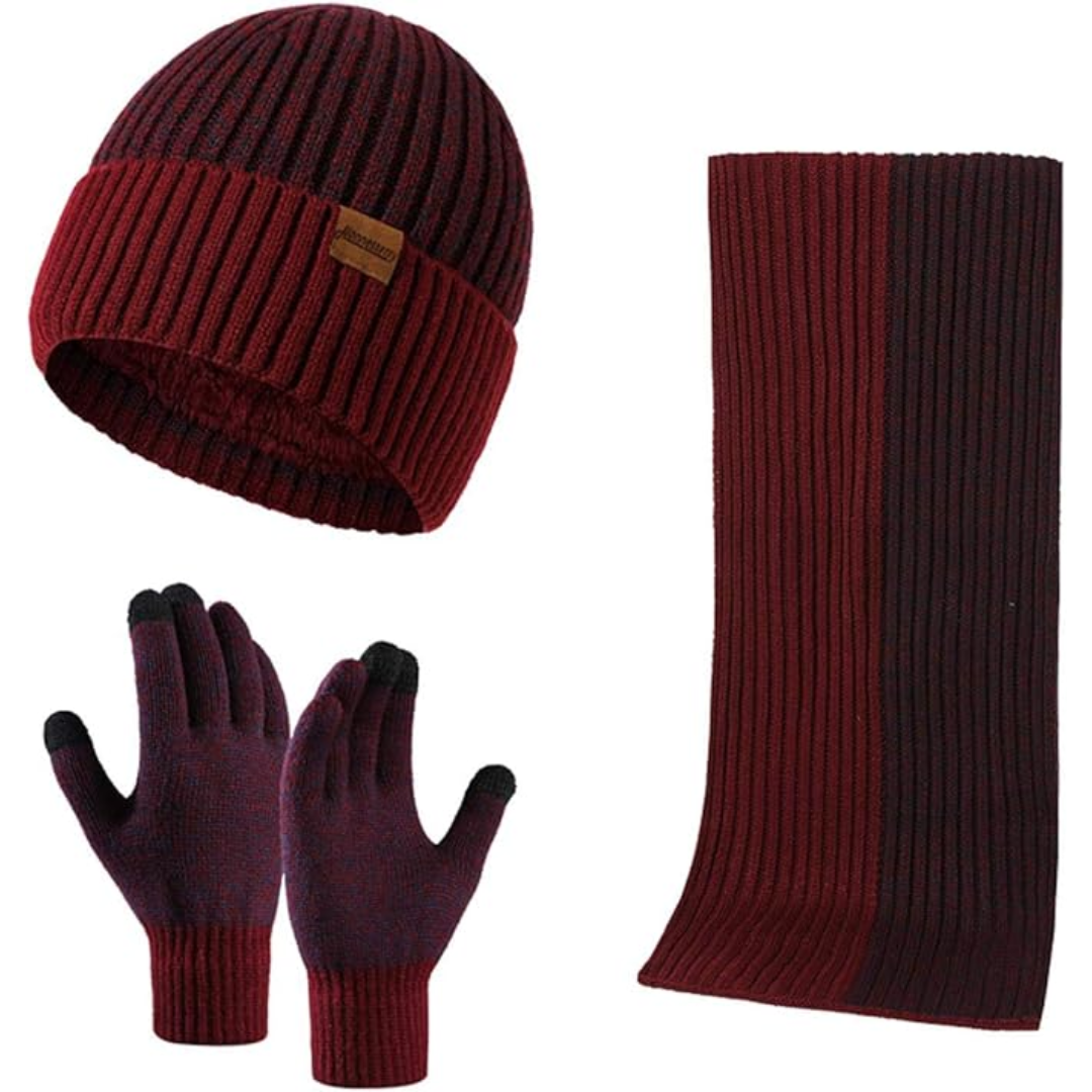 Men's Winter Beanie & Gloves Set - Victor-Dark blue-The Livary