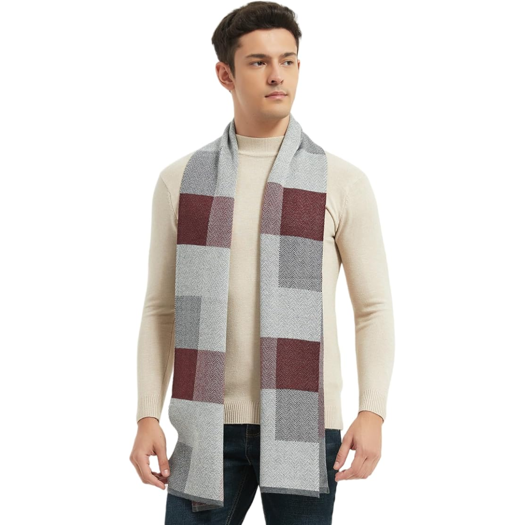 Cashmere Winter Scarf for Men - Ryan-Black/Red-The Livary