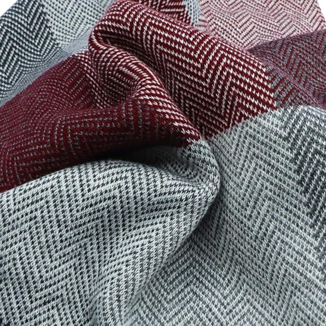 Cashmere Winter Scarf for Men - Ryan-Black/Red-The Livary
