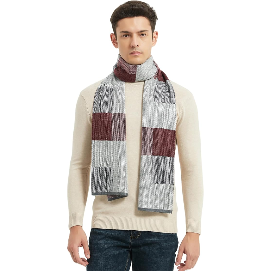 Cashmere Winter Scarf for Men - Ryan-Black/Red-The Livary