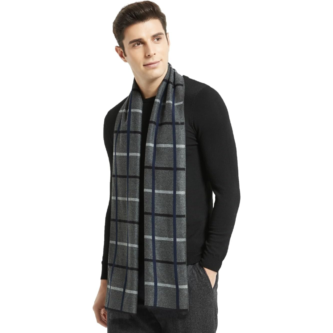 Cashmere Winter Scarf for Men - Ryan-Black/Red-The Livary