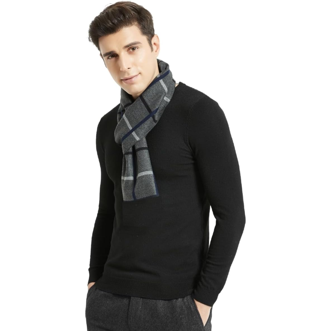 Cashmere Winter Scarf for Men - Ryan-Black/Red-The Livary