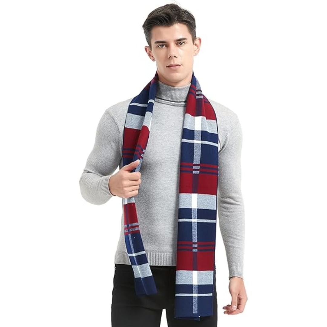 Cashmere Winter Scarf for Men - Ryan-Black/Red-The Livary