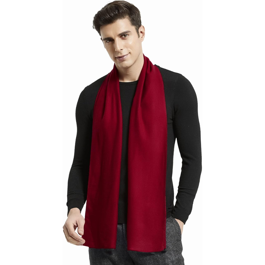 Cashmere Winter Scarf for Men - Ryan-Burgundy-The Livary