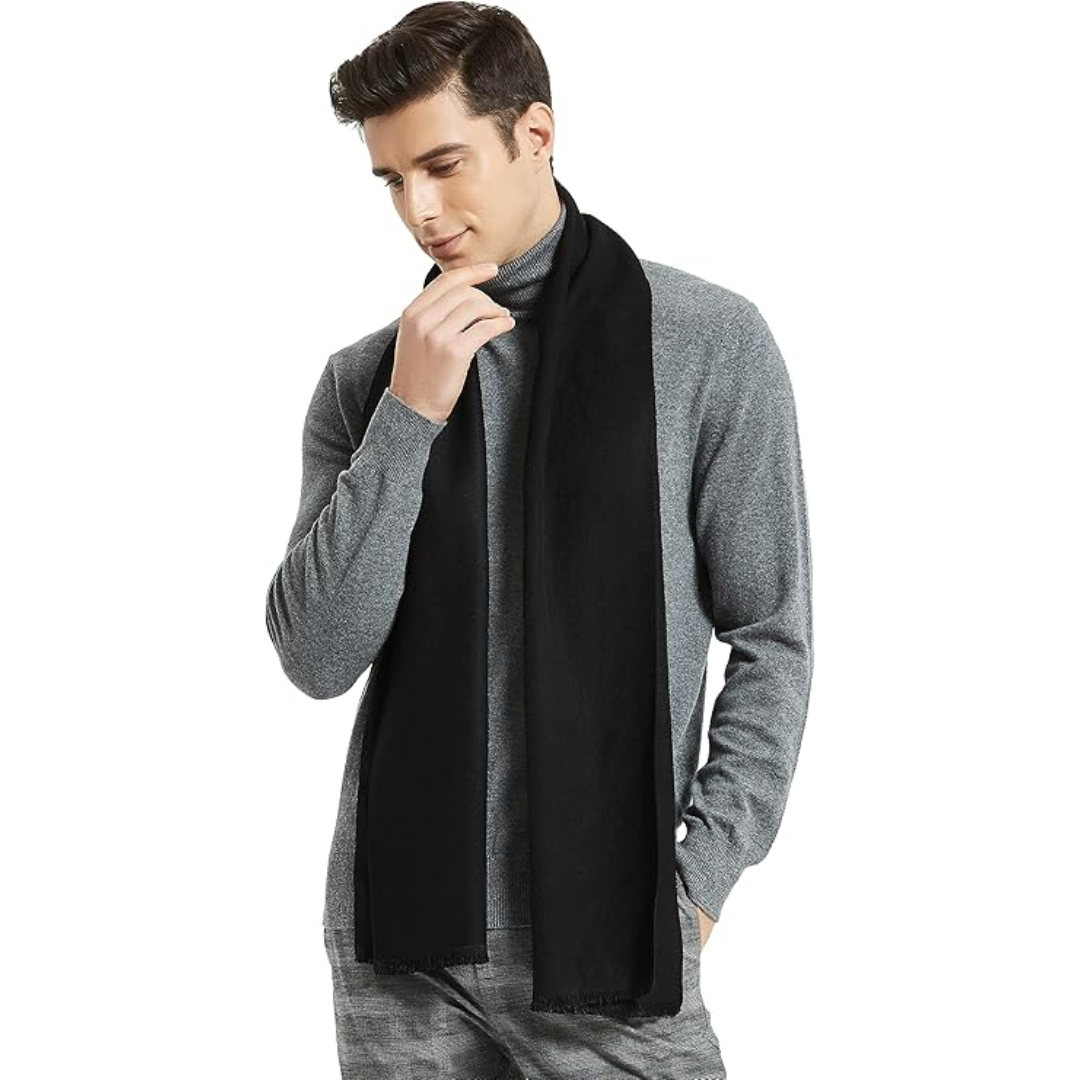 Cashmere Winter Scarf for Men - Ryan-Black-The Livary
