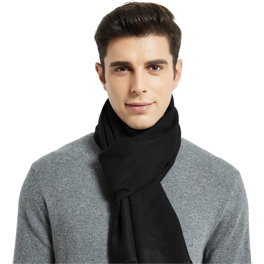 Cashmere Winter Scarf for Men - Ryan-Black/Red-The Livary