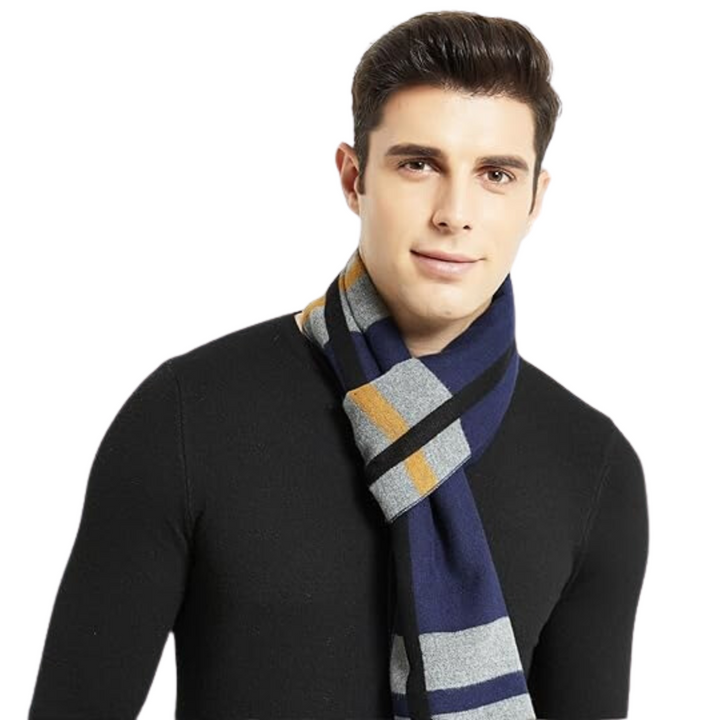 Cashmere Winter Scarf for Men - Ryan-Black/Red-The Livary