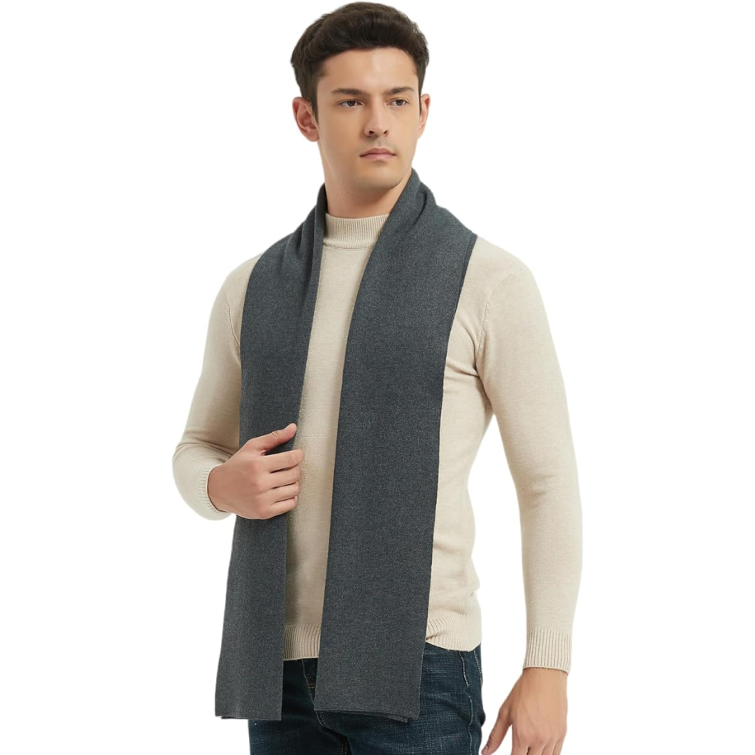 Cashmere Winter Scarf for Men - Ryan-Dark grey-The Livary