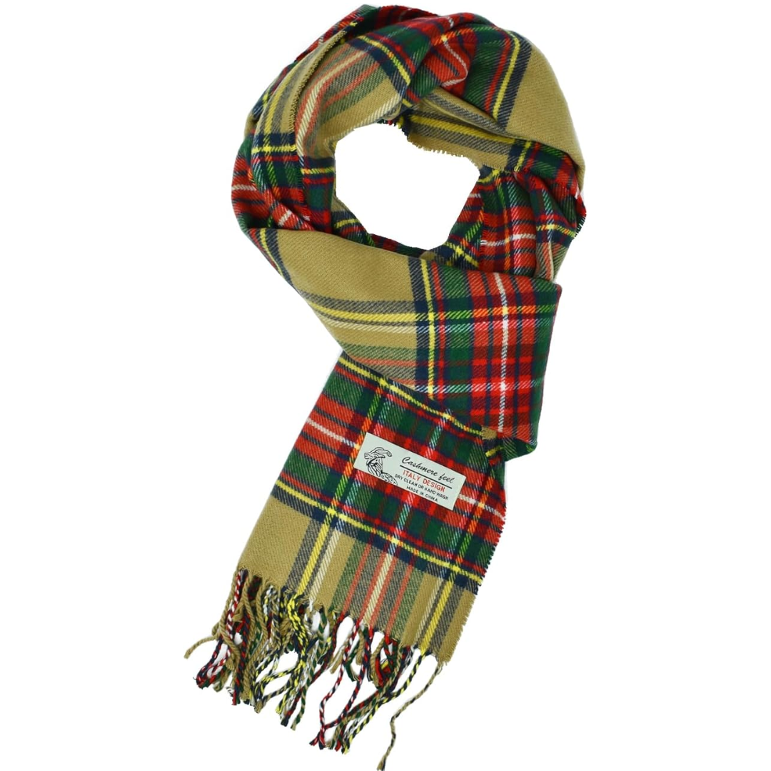 Scottish Stewart Tartan Winter Scarf – Ewan-Beige Stewart Tartan-The Livary