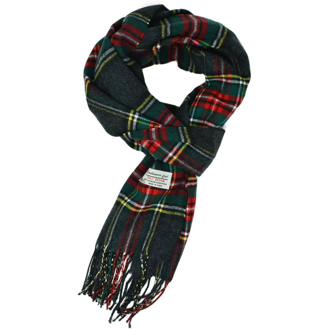 Scottish Stewart Tartan Winter Scarf – Ewan-Grey Stewart Tartan-The Livary