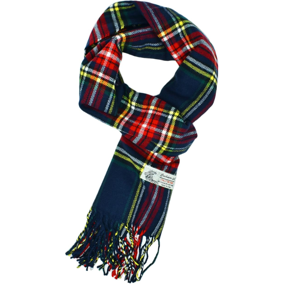 Scottish Stewart Tartan Winter Scarf – Ewan-Marine Blue Stewart Tartan-The Livary