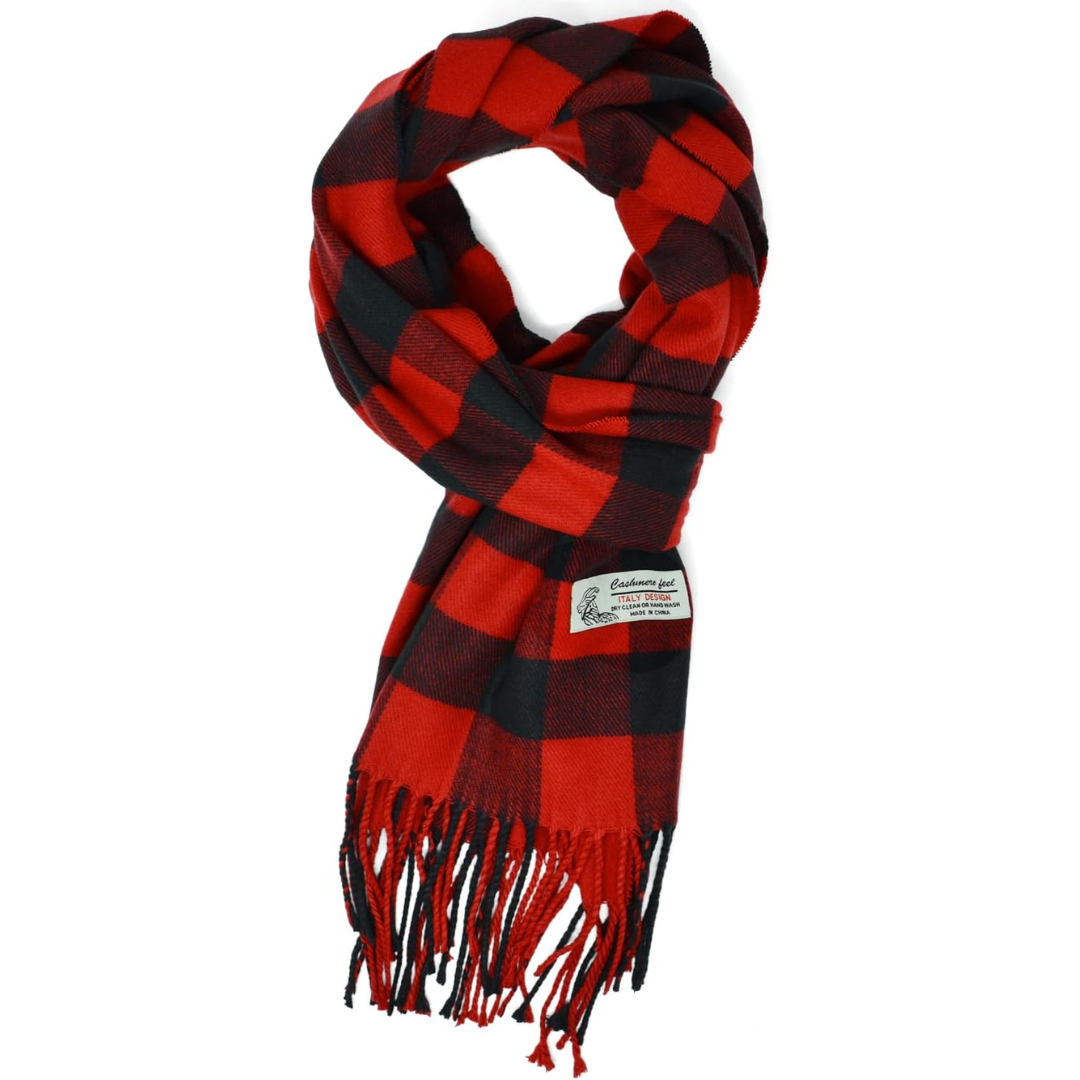 Scottish Stewart Tartan Winter Scarf – Ewan-Red Buffalo Plaid-The Livary