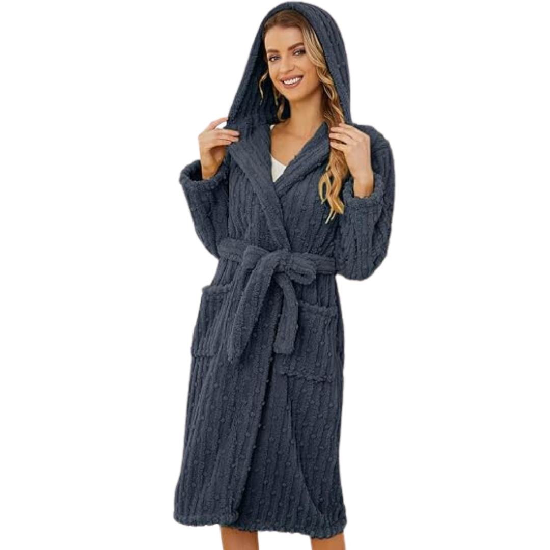 Fluffy Fleece Women's Bathrobe - Diana-Grey-S-M-The Livary