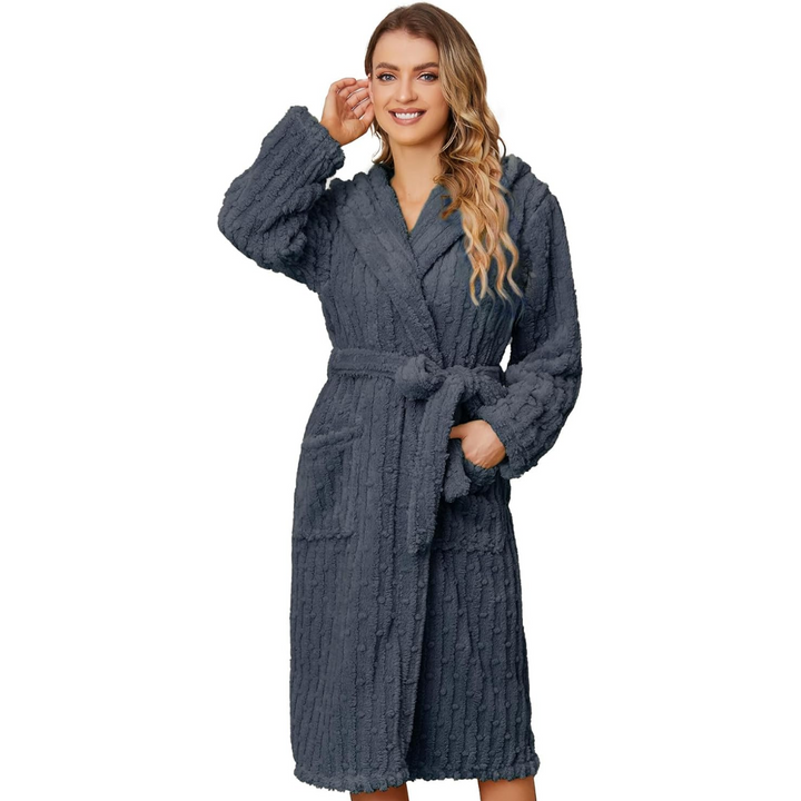 Fluffy Fleece Women's Bathrobe - Diana-Yellow-S-M-The Livary