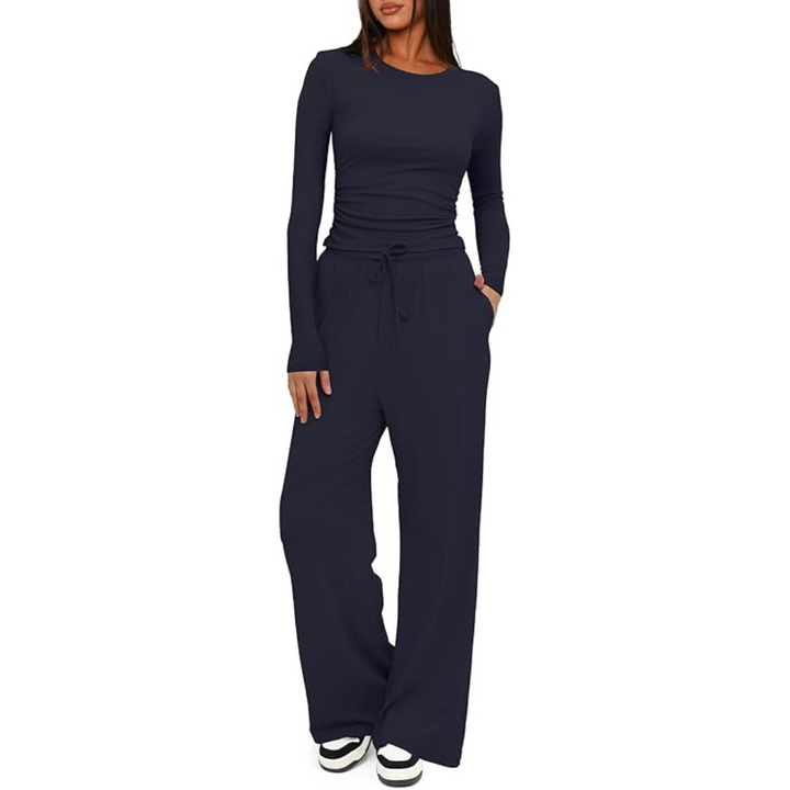 2-Piece Ladies Lounge Set - Lieke-Marine blue-29.13 inches-XS-The Livary