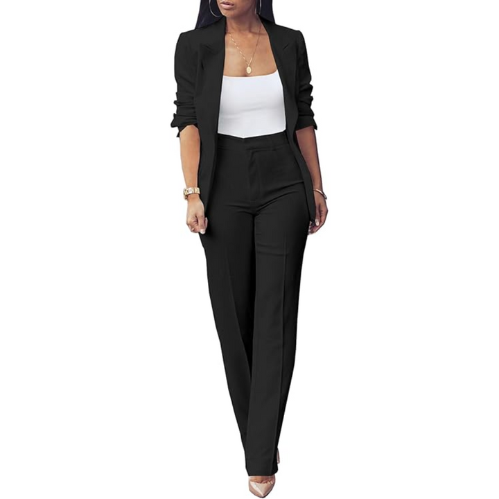 Trendy Ladies Blazer Set - Quina-Black-S-The Livary