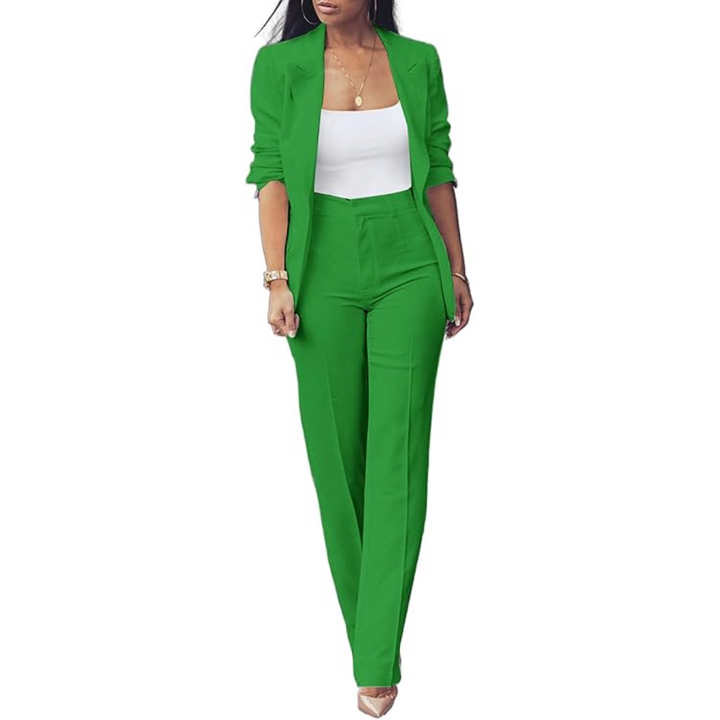 Trendy Ladies Blazer Set - Quina-Green-S-The Livary