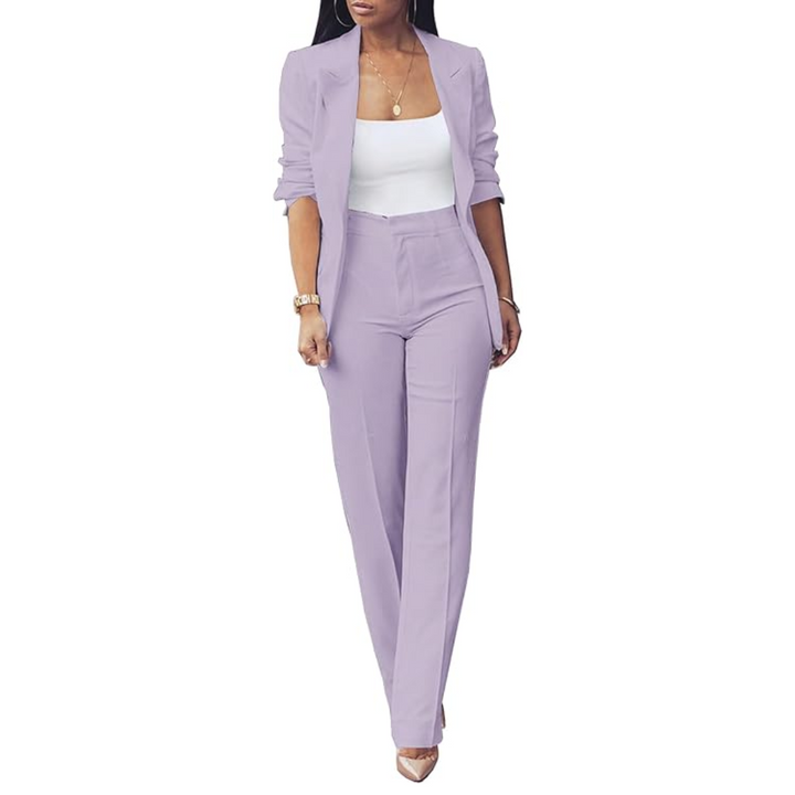 Trendy Ladies Blazer Set - Quina-Purple-S-The Livary