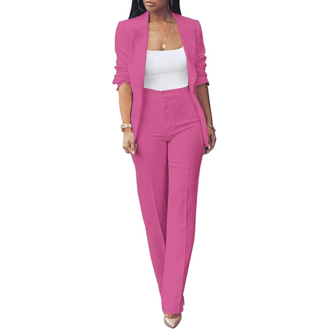 Trendy Ladies Blazer Set - Quina-Fuchsia-S-The Livary