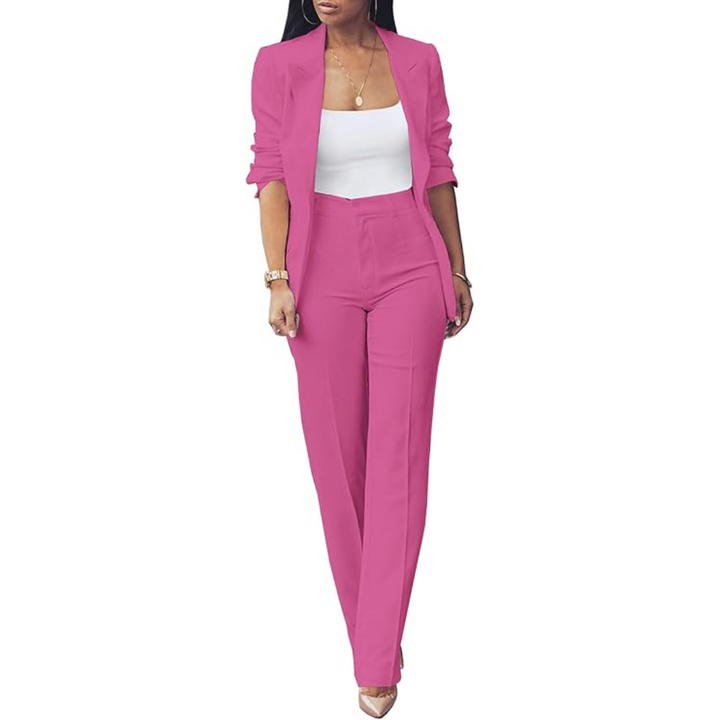 Trendy Ladies Blazer Set - Quina-Fuchsia-S-The Livary