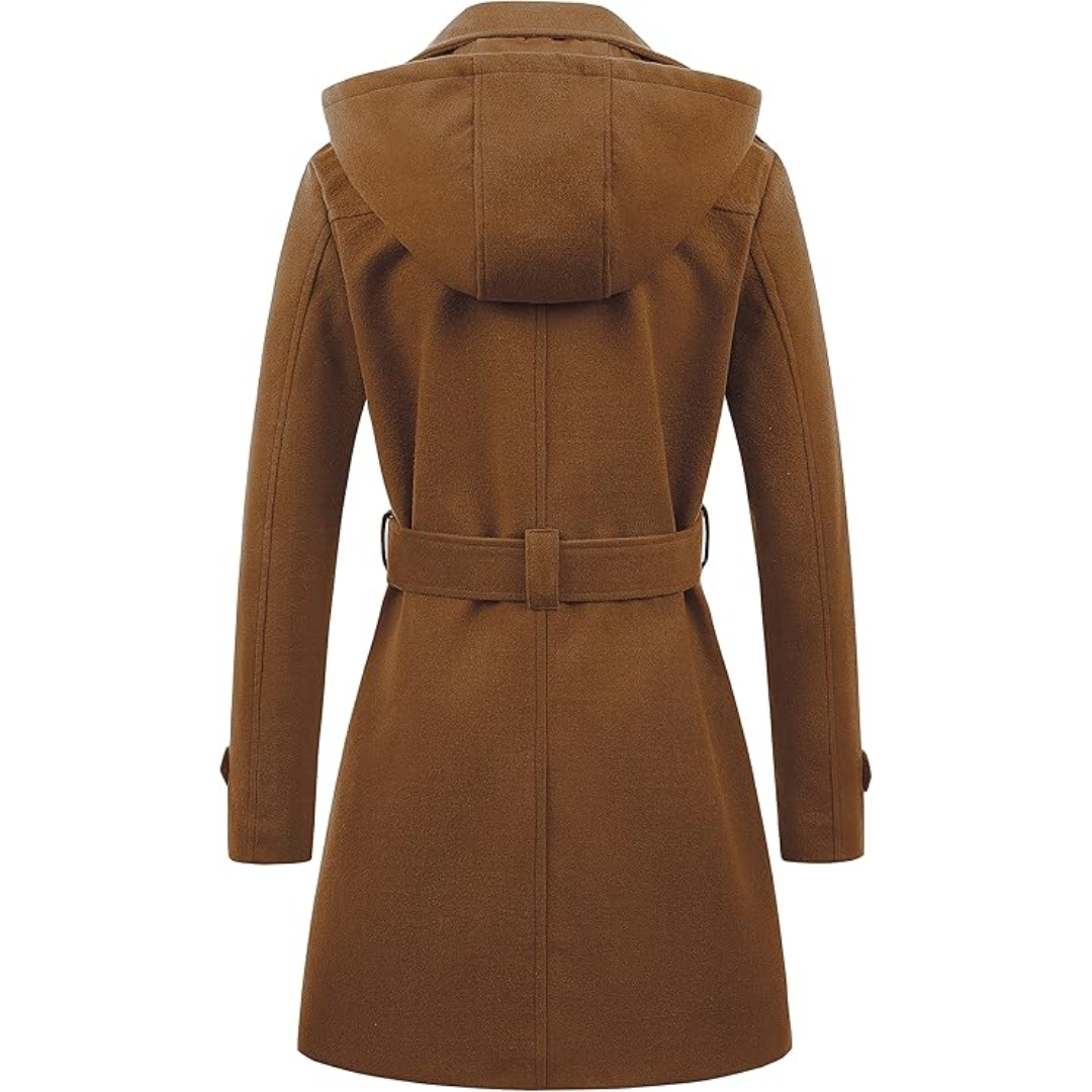 Ladies Padded Winter Trench Coat with Hood - Nina-Black-S-The Livary