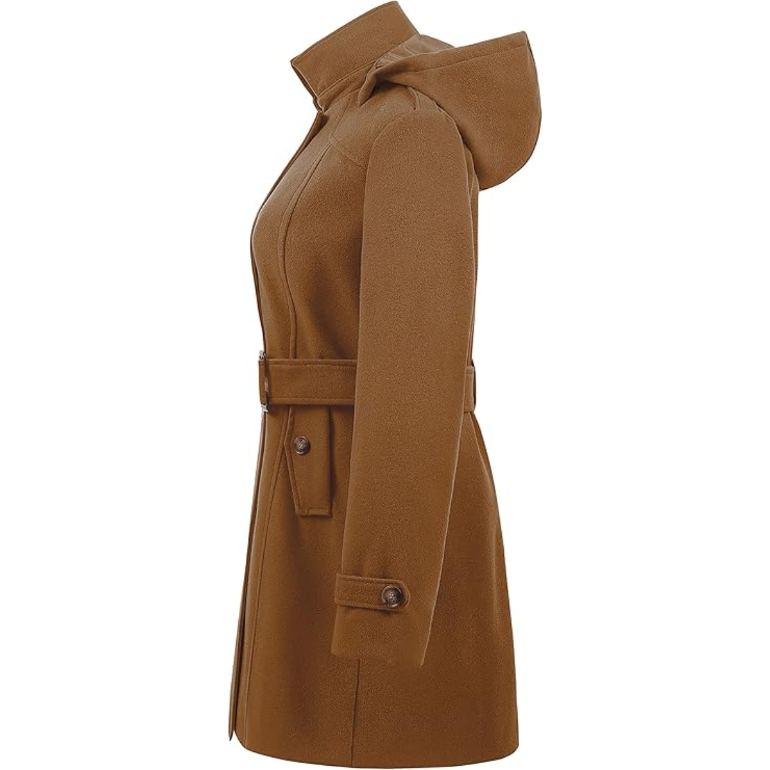 Ladies Padded Winter Trench Coat with Hood - Nina-Black-S-The Livary