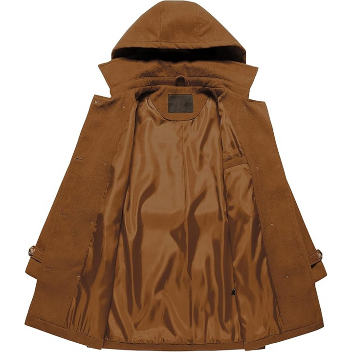 Ladies Padded Winter Trench Coat with Hood - Nina-Black-S-The Livary