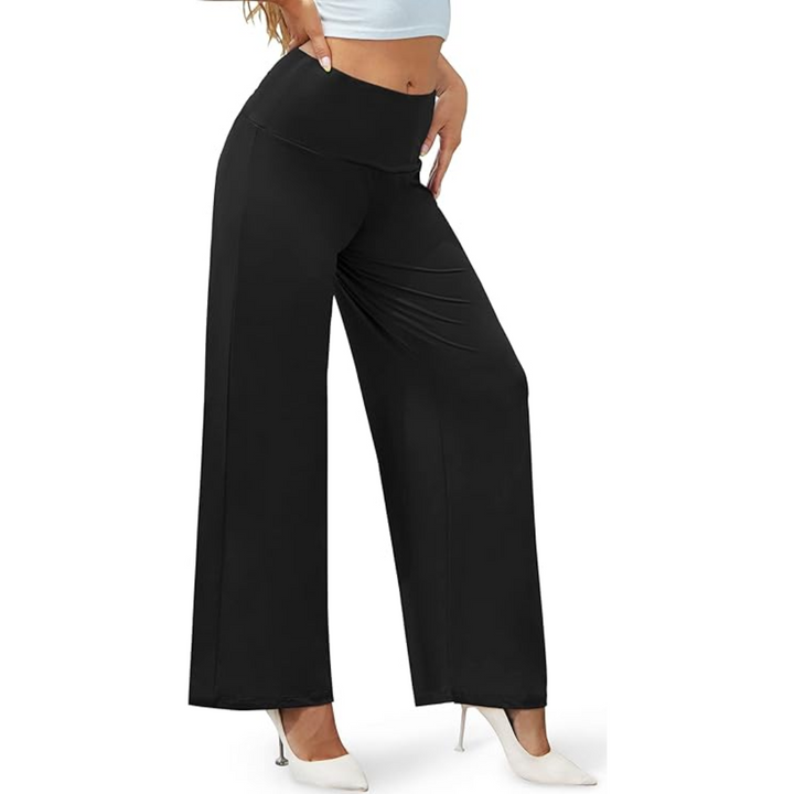 Comfortable High Waist Wide Palazzo Trousers - Oriana-Black-S-The Livary