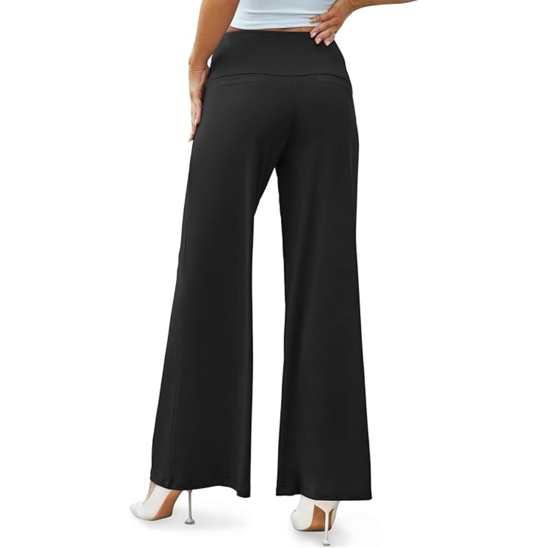 Comfortable High Waist Wide Palazzo Trousers - Oriana-Black-S-The Livary