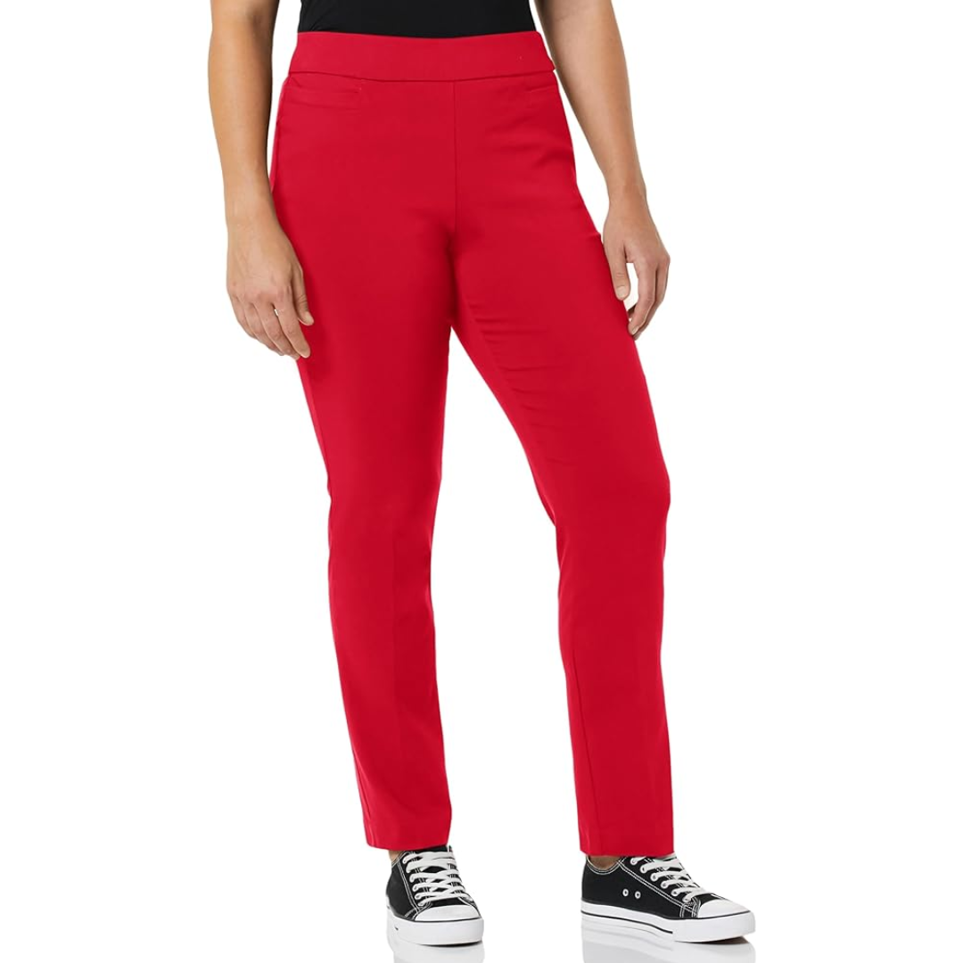 Super Stretch Career Trousers with Welt Pockets - Ilona-Red-6 Short-The Livary