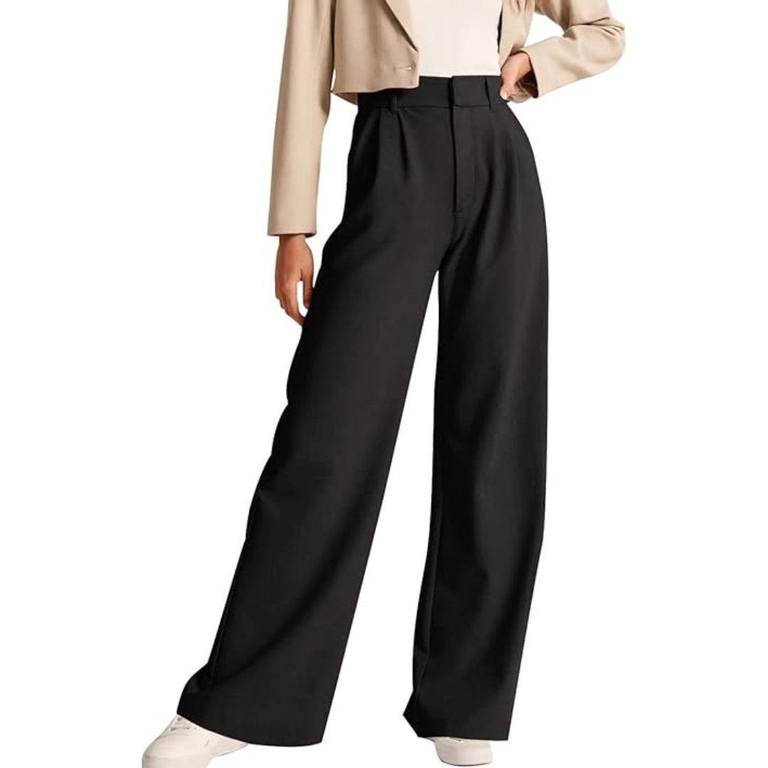 High Waisted Business Casual Work Trousers with Pockets - Katja-Black-Short-The Livary