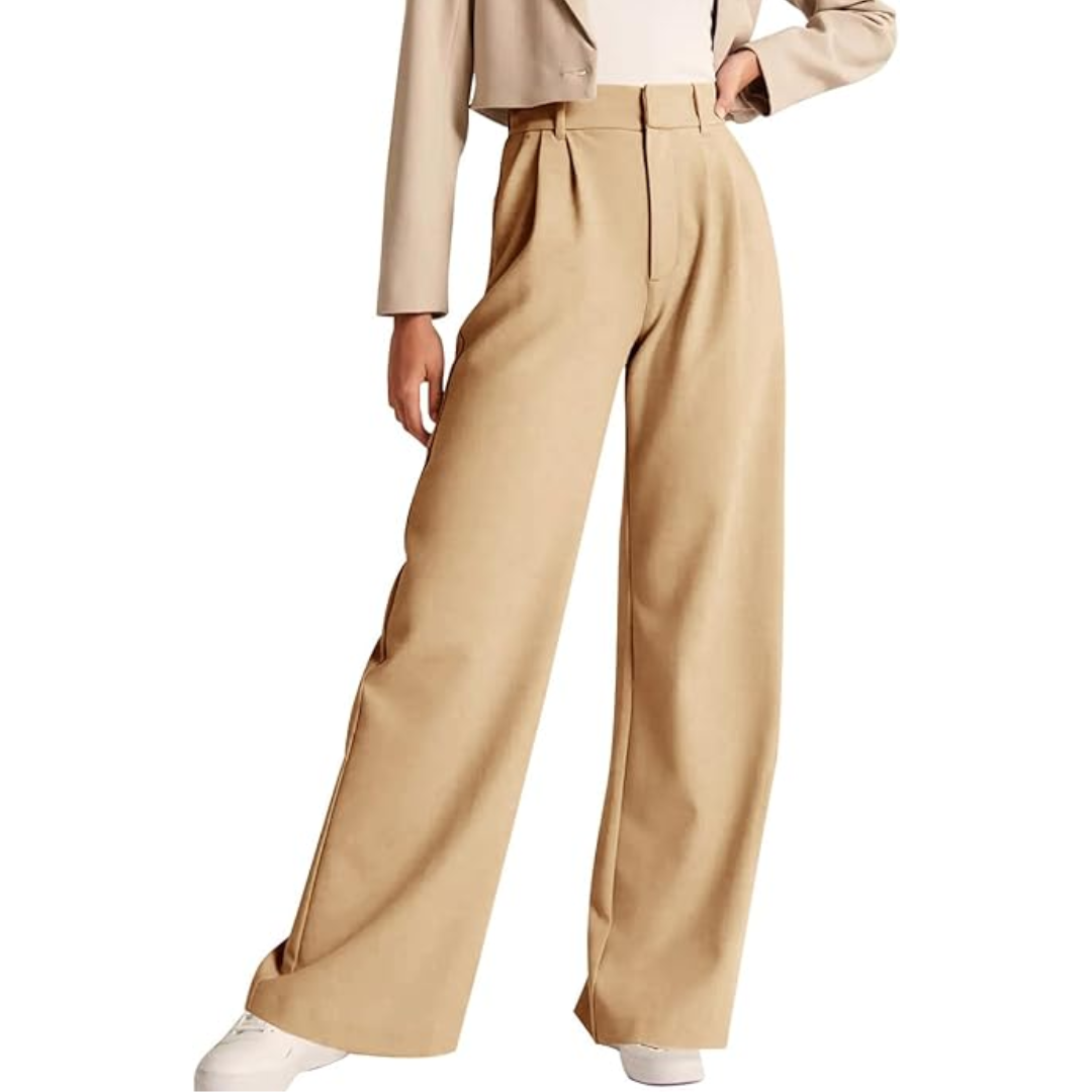 High Waisted Business Casual Work Trousers with Pockets - Katja-Khaki-Short-The Livary