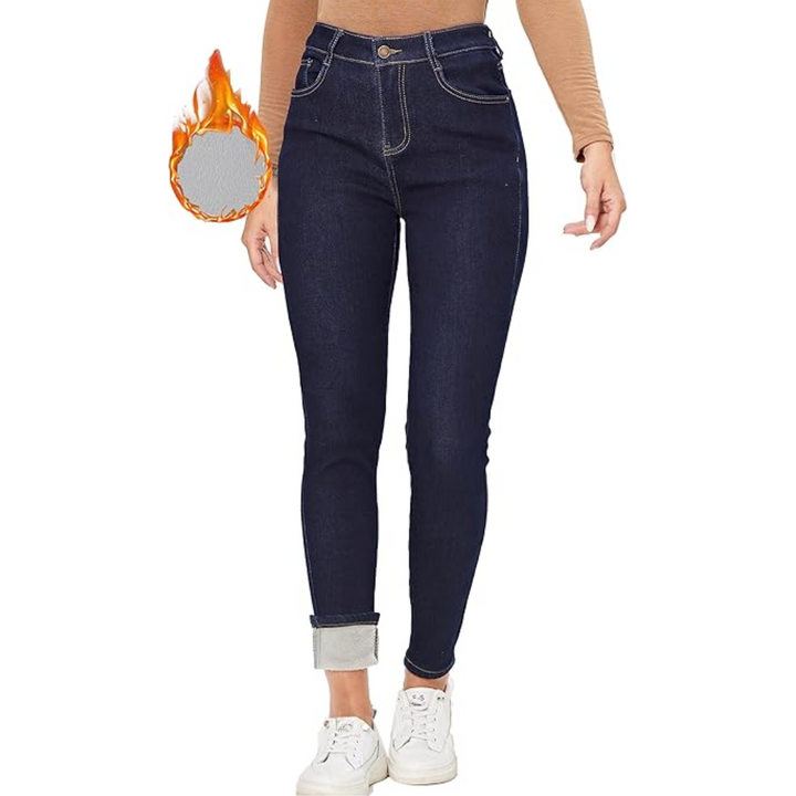 Fleece-Lined Women's Thermal Jeans - Hannah-Black-XS-The Livary