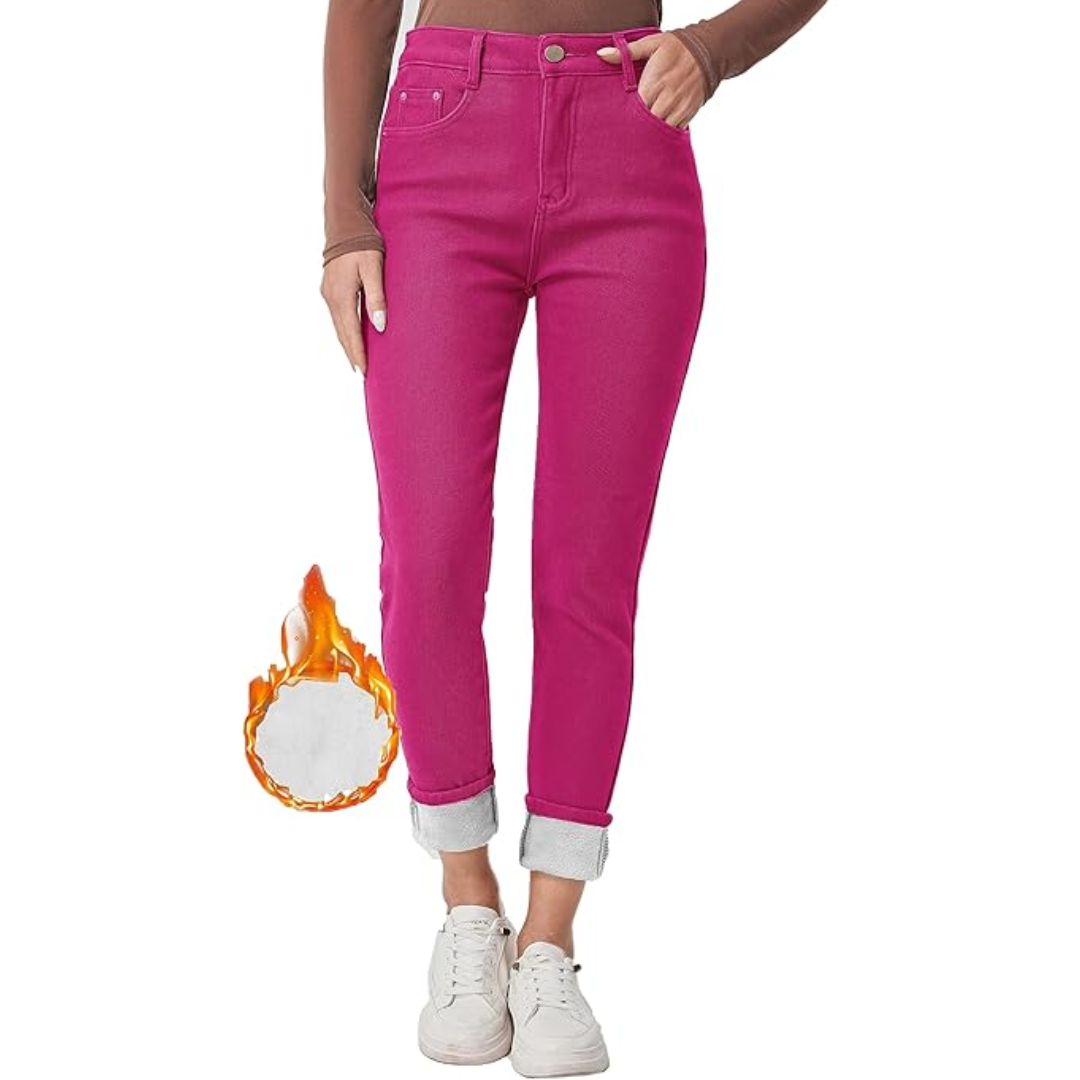 Fleece-Lined Women's Thermal Jeans - Hannah-Black-XS-The Livary