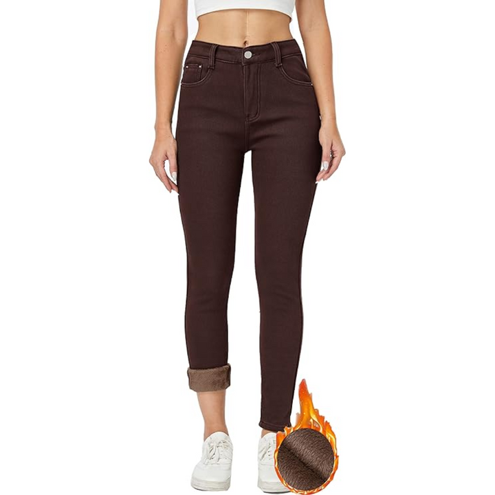 Fleece-Lined Women's Thermal Jeans - Hannah-Black-XS-The Livary