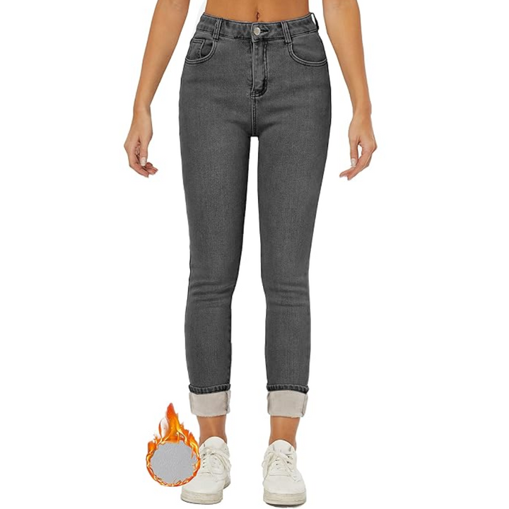 Fleece-Lined Women's Thermal Jeans - Hannah-Black-XS-The Livary
