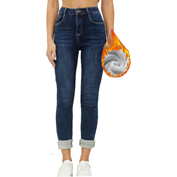 Fleece-Lined Women's Thermal Jeans - Hannah-Black-XS-The Livary