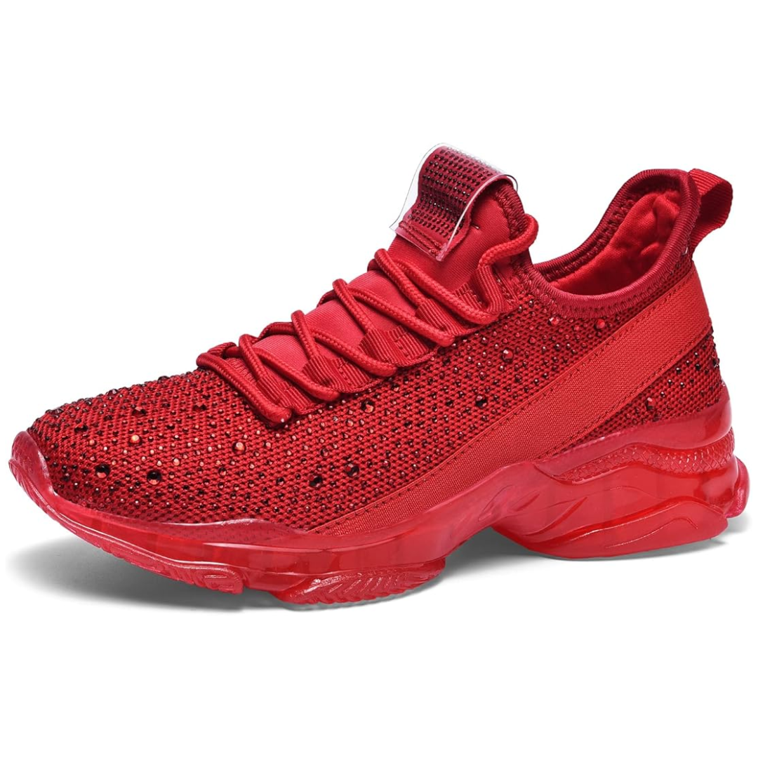 Sparkling Rhinestone Slip-On Sneakers - Elise-Red-4-The Livary