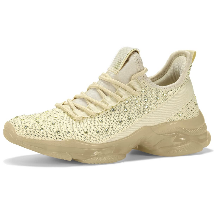 Sparkling Rhinestone Slip-On Sneakers - Elise-Beige-4-The Livary