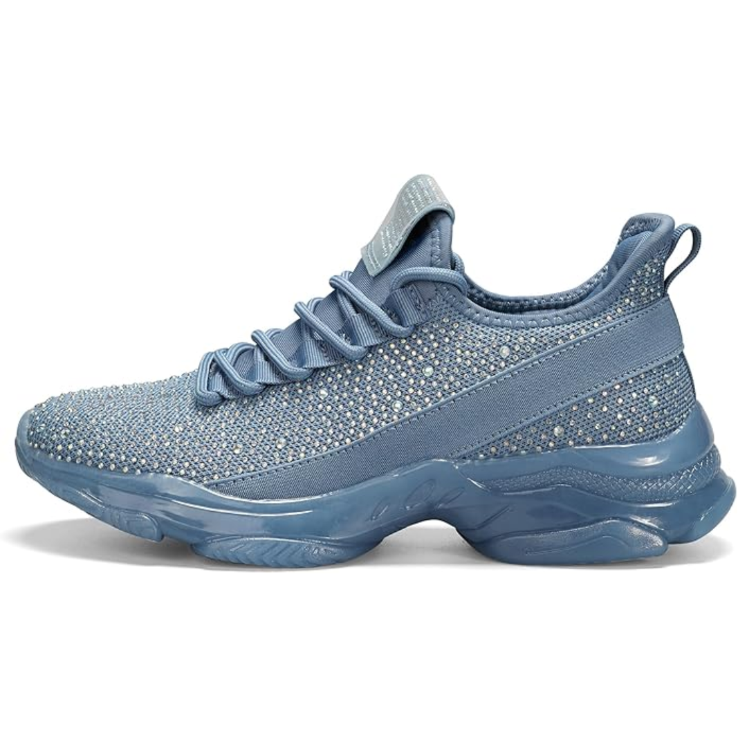 Sparkling Rhinestone Slip-On Sneakers - Elise-Blue Grey-4-The Livary
