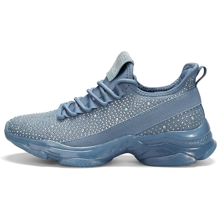 Sparkling Rhinestone Slip-On Sneakers - Elise-Blue Grey-4-The Livary