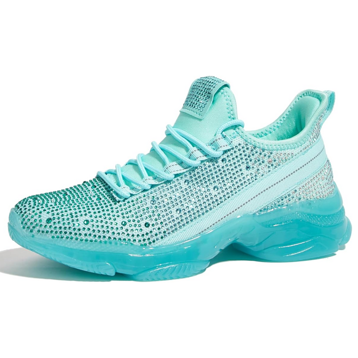 Sparkling Rhinestone Slip-On Sneakers - Elise-Heavenly blue-4-The Livary