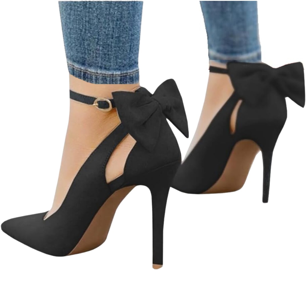 Trendy High Heels with Bow - Hailey-Black-2.5-The Livary