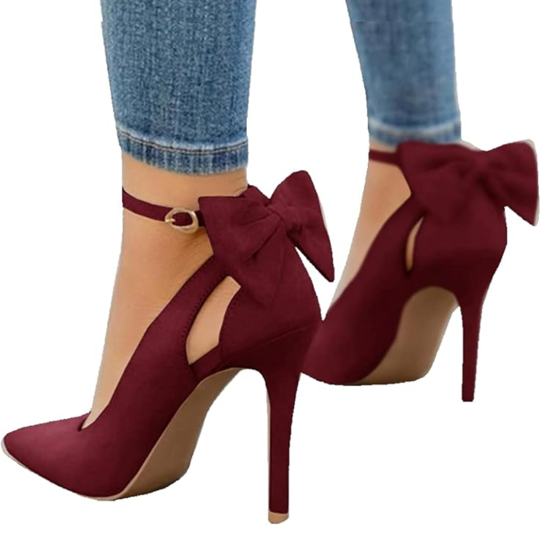 Trendy High Heels with Bow - Hailey-Bordeaux red-2.5-The Livary