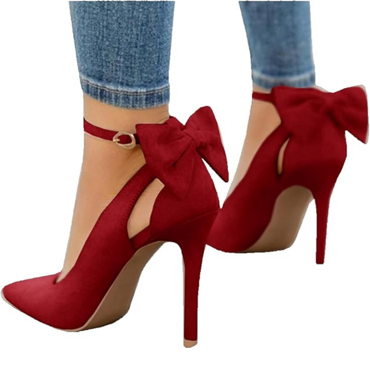 Trendy High Heels with Bow - Hailey-Red-2.5-The Livary