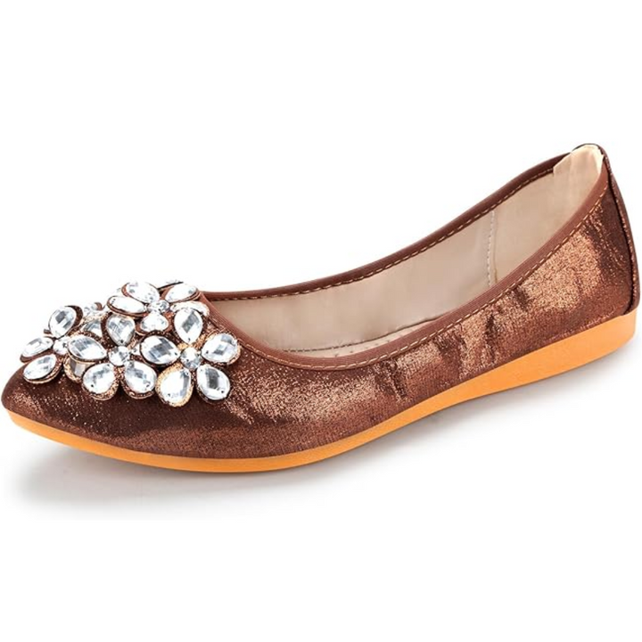 Glittering Rhinestone Ballerina Flats - Yelena-Black-3.5-The Livary